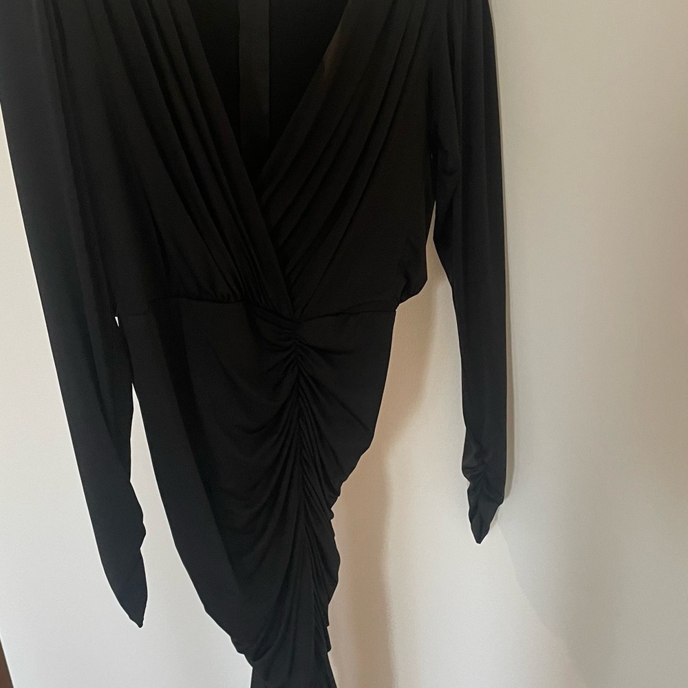 Chic Black Ruched Mini Dress